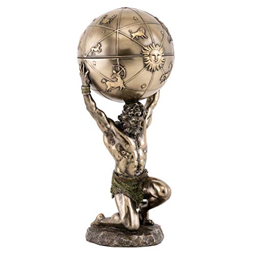 Greek God Atlas Statue with Globe Container