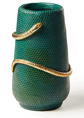 Green and Gold Snake Vase for Modern Decor