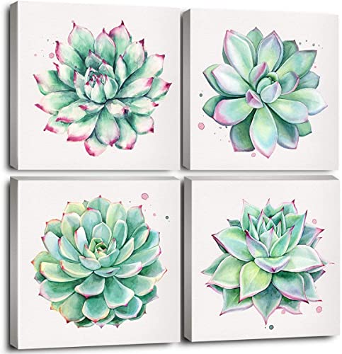 Green Cactus Wall Art 12x12" 4 Pcs