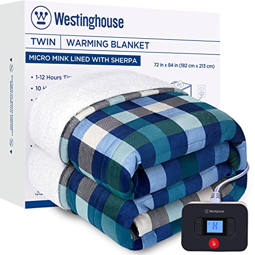 Green Plaid Sherpa Electric Blanket