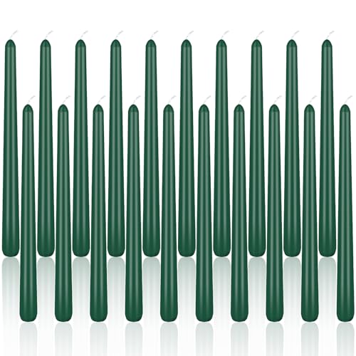 Green Taper Candles, 20 Pack