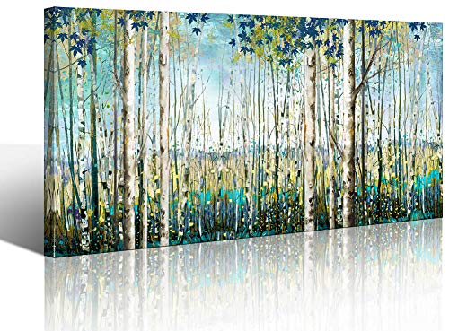 Green View White Birch Forest Canvas Painting