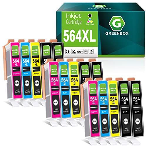 GREENBOX Compatible Ink Cartridge Replacement for HP 564XL (15 Pack)
