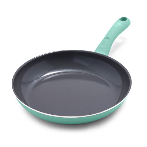 GreenLife Soft Grip Diamond Healthy Ceramic Nonstick, 10" Frying Pan Skillet, Turquoise