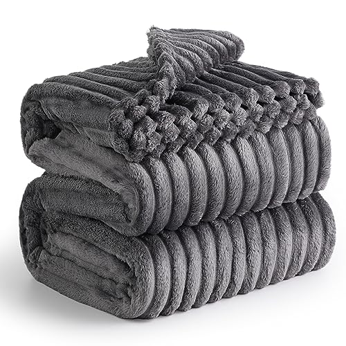 Grey Fleece Queen Blanket for Couch