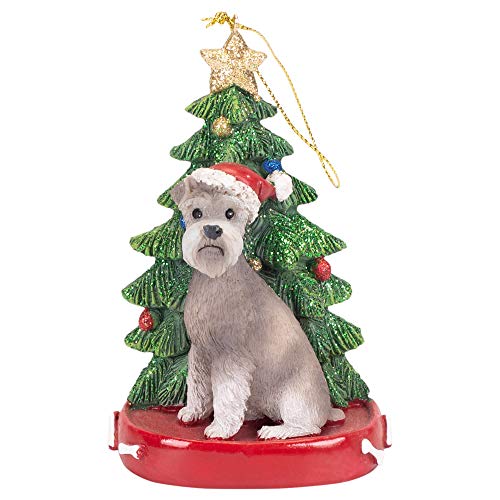 Grey Schnauzer Santa Dog Christmas Ornament