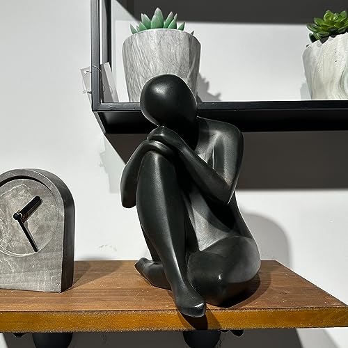 Guichifun Thinker Statue Resin Abstract Sculpture - Collectible Woman Figurine Art Home Office Bookshelf Desktop Black Decor Christmas Birthday Gifts for Men&Women 5.25 X 6.25 X 8.5 Inch
