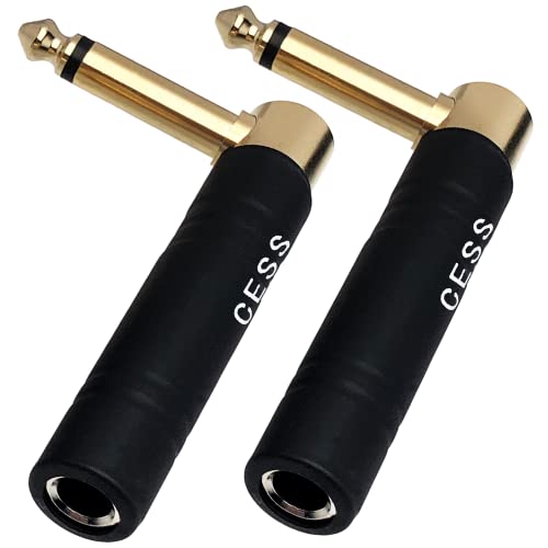2PCS Mono 6.35MM Jack 6.3MM Male Plug Connector Aluminum Tube Brass Gold  Plated 1/