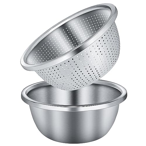 Gulex Stainless Steel Colander and Mixing Bowl Set