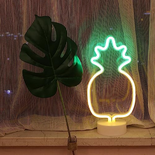 GUOCHENG Pineapple Neon Lights LED Neon Light Sign Battery&USB Power Creative Lighting Lamp for Home Bedroom Party Decoration Gift for Kids(Pineapple)