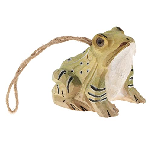 GZYF Shabby Chic Country Style Retro Rustic Hand Carved Hanging Wood Animal Ornaments for Home Hanging Decor Gift, Frog