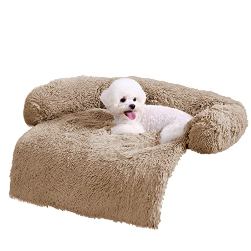 HACHIKITTY Dog Sofa Bed Mat Cover Soft Plush, Couch Cover for Dogs Dog Mat for Furniture Protector Pet Sofa Mat for Dogs, Dog Furniture Bed Sofa Cushion Washable Dogs Bed Mats (X-Large, Camel)