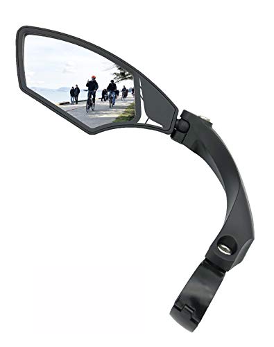 Hafny NEW Handlebar Bike Mirror, HD,Blast-resistant, E-bike Mirror, Glass Lens, HF-MR095 (Silver Left)