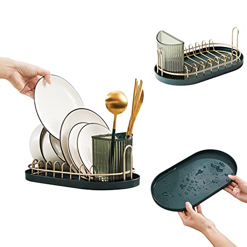 HAFUU Small Dish Drainers for Inside Sink, In Sink Mini Dish Drying Rack with Drainboard for Kitchen Counter