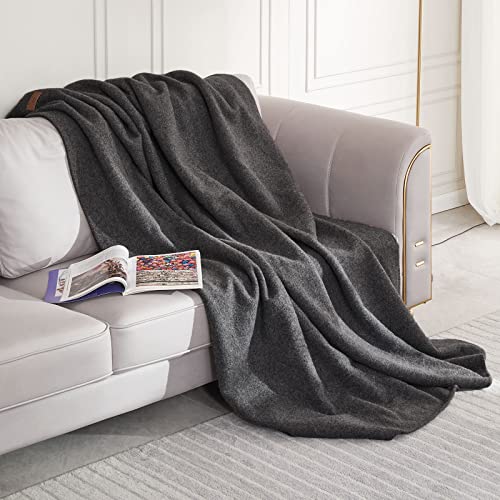 hahawooi Merino Wool Throw Wool Blanket 60"x 80" Twin Size Camel Piain Wool Blanket, Soft Blanket and Throw for Couch, Bed, Sofa, Office, Camping, Indoor or Outdoor