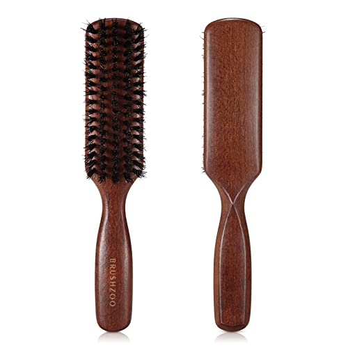 Hair Brush, BRUSHZOO Boar Bristle Brush for Men Thin Fine Normal Hair, Beech Handle, Boar Bristle Hairbrush for Hair & Beard