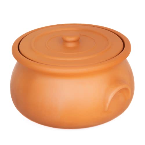 Hakan Handmade Clay Pot with Lid - Natural Unglazed Earthen Cookware
