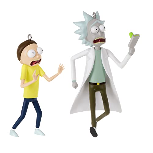 Hallmark Keepsake Christmas Ornament, Rick and Morty "Just Don't Think About It, Morty!" Set of 2, TV Show Gifts