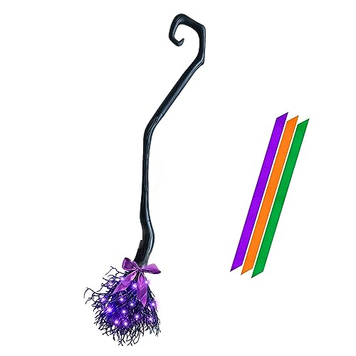 Halloween Black Witch Broom with Ribbons