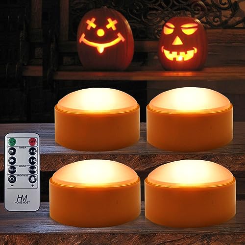 Halloween LED Pumpkin Lights - Battery Operated, Timer and Remote, Flameless Candles