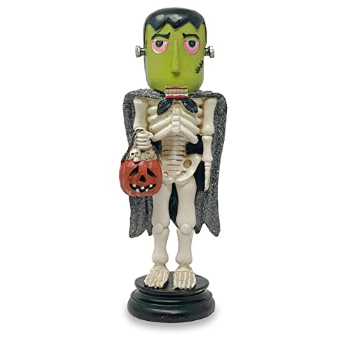 Halloween Spooky Poly Resin Home Tabletop Decorative Figurine Accessory (Frankenstein Skeleton Trick or Treater)
