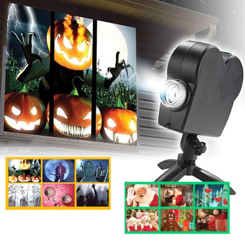 Halloween Window Projector,Christmas LED Holographic Projection Lights,3D Moving Ghost Skeletons Projection Lamp for Indoor/Outdoor, Holiday, Christmas, Party Decor