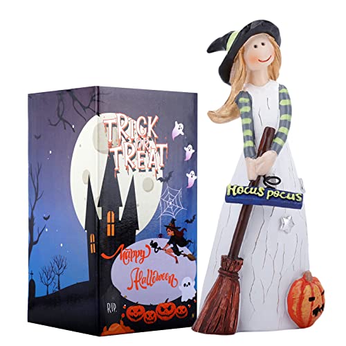 Halloween Witch Statues with Pumpkin