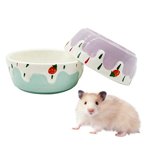 Hamster Food Bowl - Small Animal Ceramic Bowl (2 Pack)