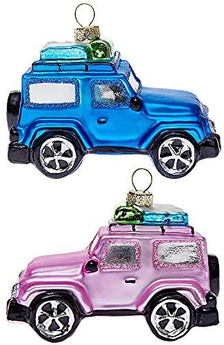 Hand Blown Glass Jeep Car Ornaments for Christmas Tree