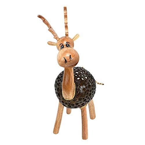 Hand Carved Coconut Shell Reindeer Sculpture