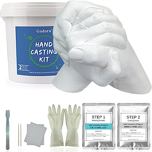 Hand Casting Kit Couples & Keepsake Hand Mold kit Couples for Holiday Activities, Molding Kits for Adults, Child, Wedding, Friends, Plaster Hand Mold Casting Kit by Godora