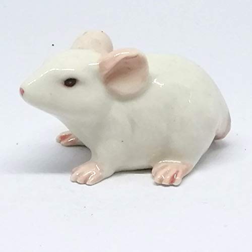 Hand-Painted Ceramic Mouse Rat Figurine for Decor and Crafts