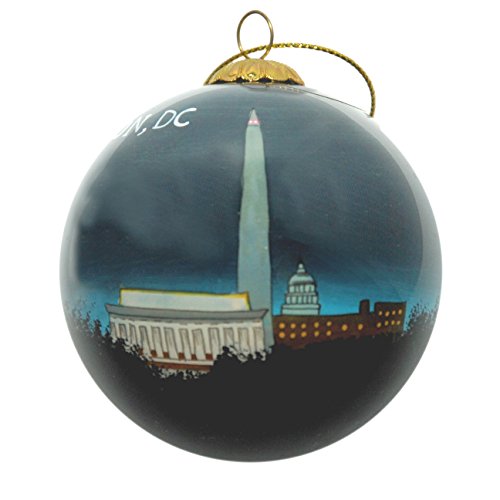 Hand Painted Glass Christmas Ornament - Washington D. C. – Washington Monument at Night