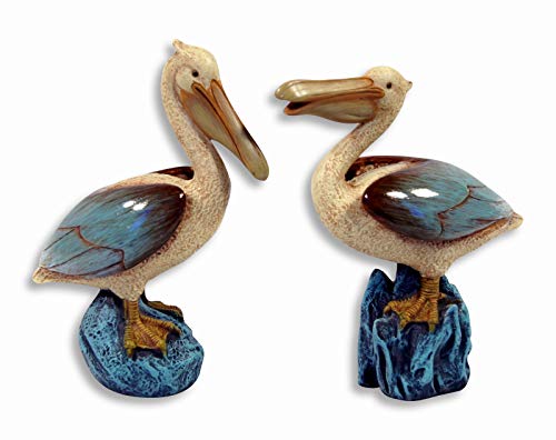 Hand Painted Lover Pelican Bird Couple Figurine 4.75" (Set of 2)