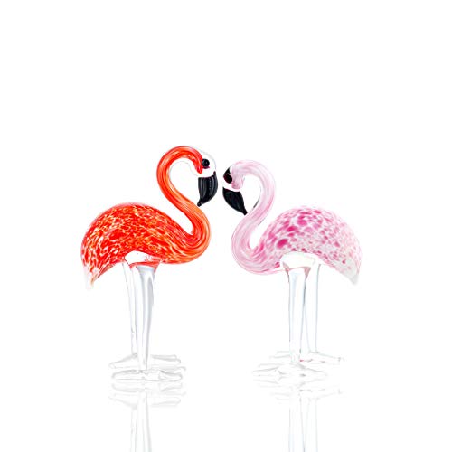 Handmade Glass Flamingos Love Token Art Glass Figurine