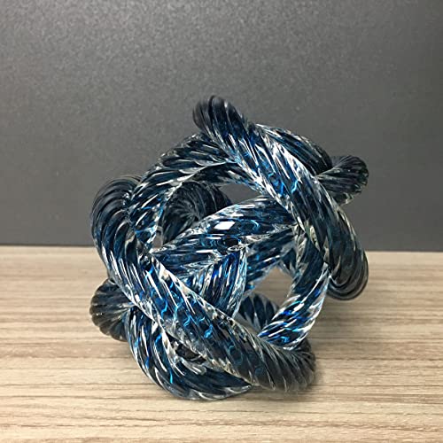 Handmade Glass Sculpture - Semeid Abstract Knot Decor (3.94"-Blue)