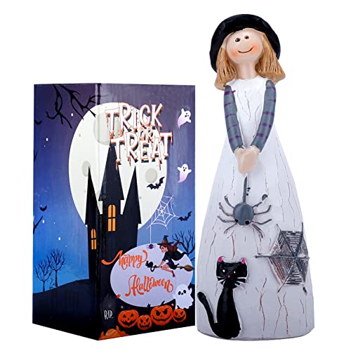 Handmade Halloween Witch Figurine with LED Candle