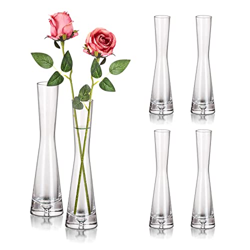 Handmade Modern Clear Small Skinny Decorative Flower Vase Set
