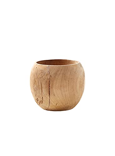 Handmade Natural Teak Vase - Rustic Wood Planter Bowl