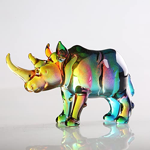 Handmade Rhino Art Glass Blown Wildlife Statues