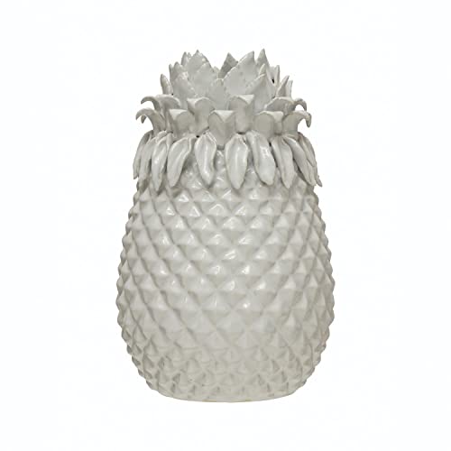 Handmade Stoneware Pineapple Vase - White