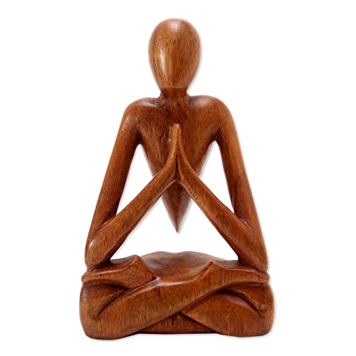 Handmade Wood Sculpture Lotus Meditation Yoga