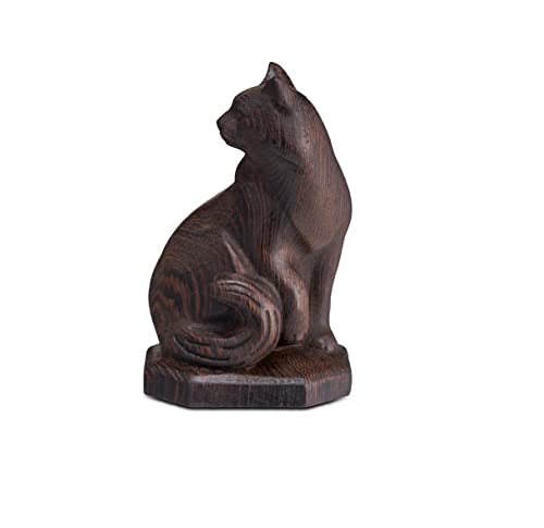 Handmade Wooden Carving Cat Statue