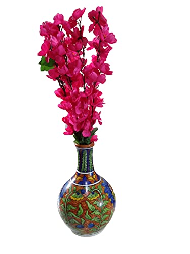 Handmade Wooden Flower Vase with Artificial Flowers Sticks