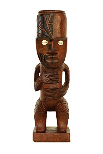 Handmade Wooden Primitive Tattoo Face Tribal Statue Sculpture