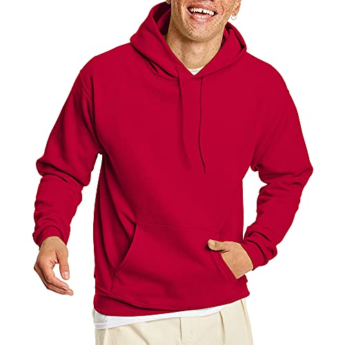 Hanes Men's Pullover EcoSmart Hooded Sweatshirt, Deep Red, XX-Large