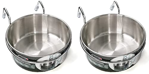 Hanging Pet Bowl with Non Spill Stainless Steel Bowls