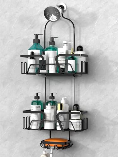 Hanging Shower Caddy with Soap Holder and Hooks