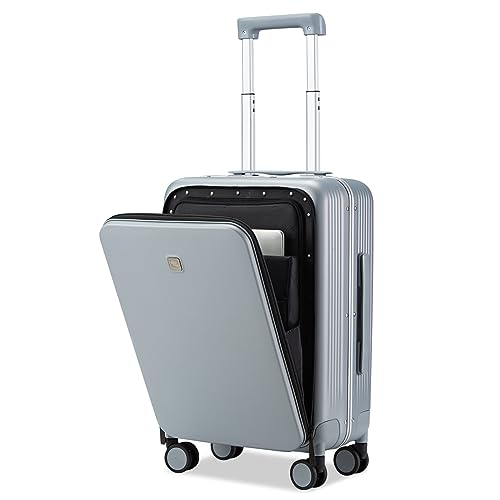 Hanke 20 Inch Carry On Luggage with Front Pocket Aluminum Frame