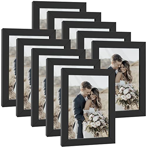 HappyHapi 4x6 Inch Picture Frames - Set of 10 Wooden Frames